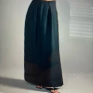 Anthropologie pleaded maxi skirt, black linen, size medium